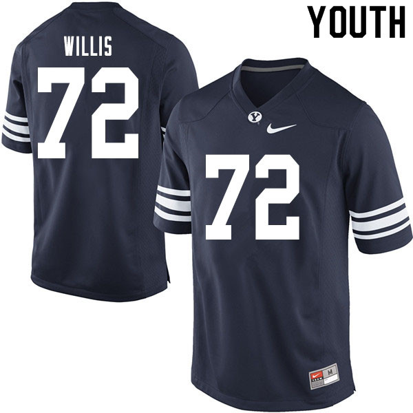 Youth #72 Seth Willis BYU Cougars College Football Jerseys Sale-Navy